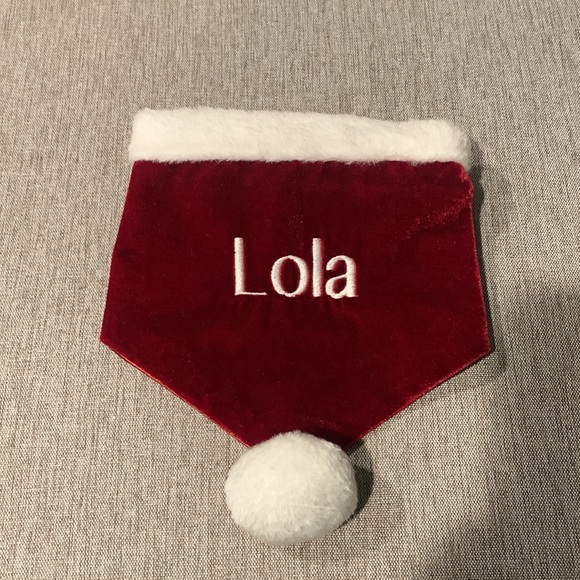 🟫 Santa Paws Personalized Velvet Dog Bandana- Small - Picture 3 of 7
